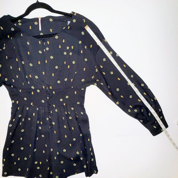 Free People Love Grows Black Geometric Print Long Slv Keyhole Romper Playsuit S - Picture 8 of 16